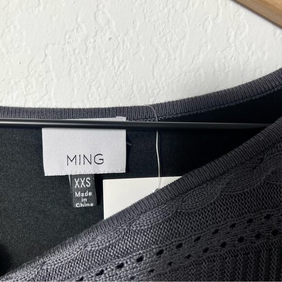 MING WANG GREY BLACK WOMEN LONG SLEEVE SWEATER TOP SIZE XXS BRAND NEW - Picture 4 of 5